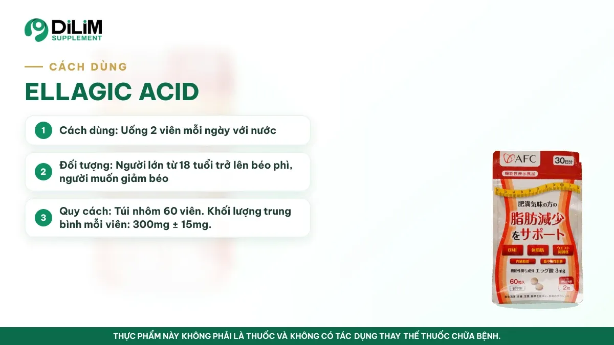 Cách dùng AFC Ellagic Acid - viên uống chiết xuất xoài Châu Phi Nhật Bản theo hướng dẫn trên nhãn