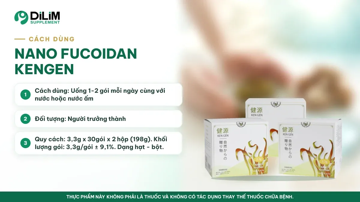Cách dùng Bột uống NANO FUCOIDAN KENGEN Nhật Bản theo hướng dẫn trên nhãn