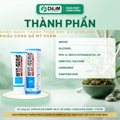 GLUCHON GEL 120g - gel dưỡng da toàn thân Nhật Bản - thành phần