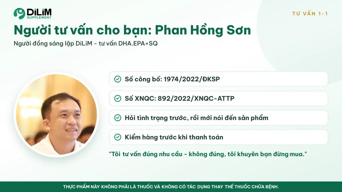 Phan Hồng Sơn, người đồng sáng lập DiLiM, tư vấn DHA.EPA+SQ