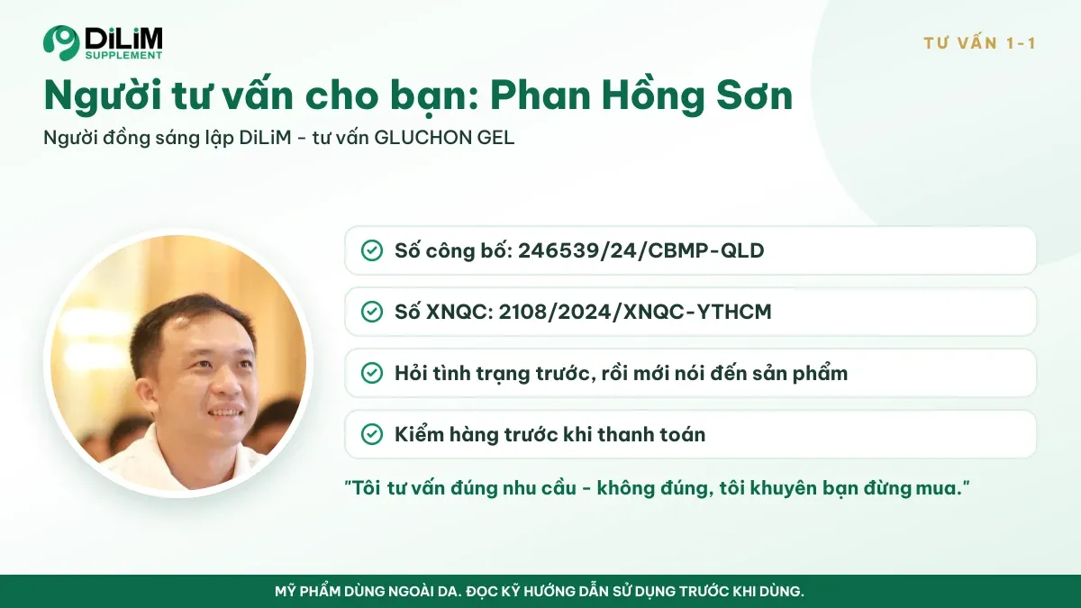 Phan Hồng Sơn, người đồng sáng lập DiLiM, tư vấn GLUCHON GEL 120g - gel dưỡng da toàn thân Nhật Bản