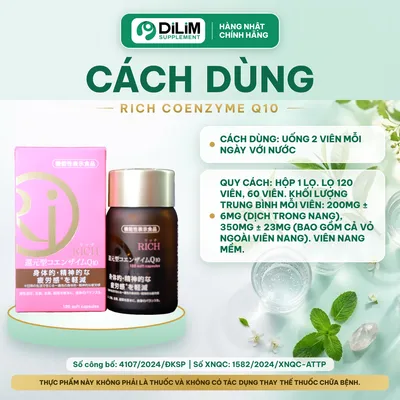 RICH COENZYME Q10 - viên uống Coenzyme Q10 Nhật Bản - cách dùng