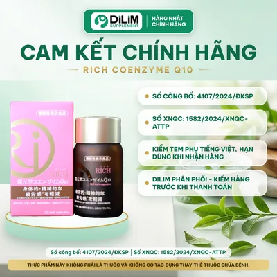 RICH COENZYME Q10 - viên uống Coenzyme Q10 Nhật Bản - cam kết chính hãng