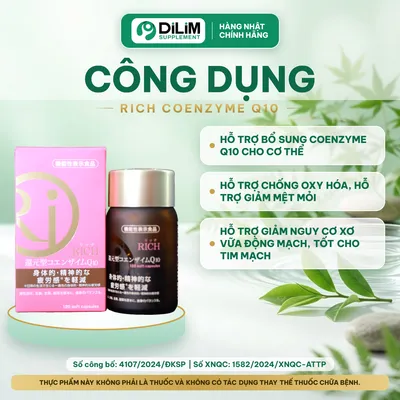 RICH COENZYME Q10 - viên uống Coenzyme Q10 Nhật Bản - công dụng
