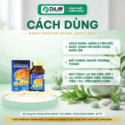 Sụn Cá Mập NANO Premium SHARK CARTILAGE - cách dùng