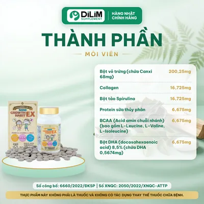 Viên uống NANO GROWTH HABIT EX Nhật Bản cho trẻ từ 6 tuổi - thành phần