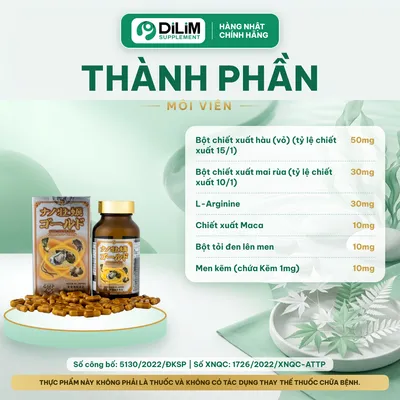 Viên uống NANO OYSTER GOLD Nhật Bản bổ sung chiết xuất hàu - thành phần