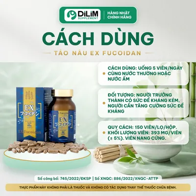 Viên uống tảo nâu EX Fucoidan Nhật Bản (Mozuku seaweed extract processed food) - cách dùng