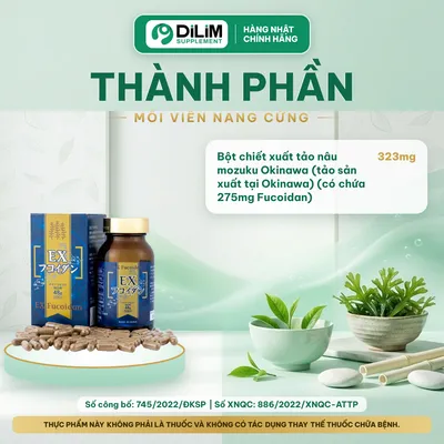Viên uống tảo nâu EX Fucoidan Nhật Bản (Mozuku seaweed extract processed food) - thành phần